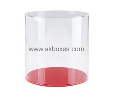 Custom round acrylic box with red base BDC-1980