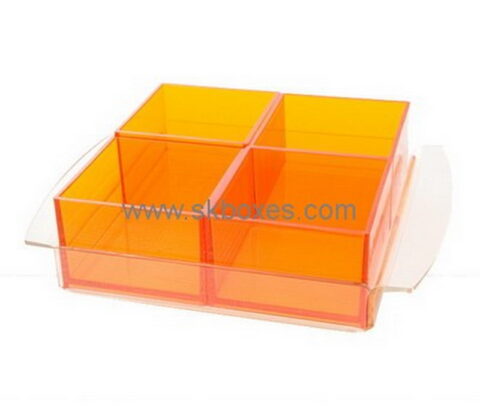 Custom 4 grids orange acrylic box BDC-1997