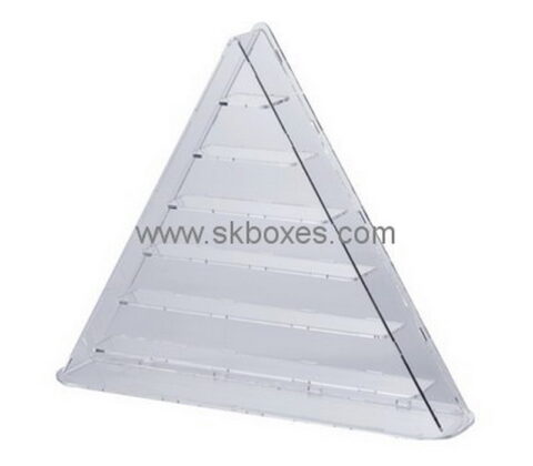 Custom tiered triangle acrylic display case BDC-2087