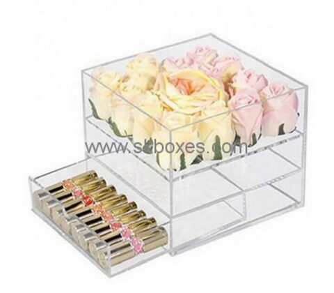 Custom acrylic rose box with drawer BDC-2090