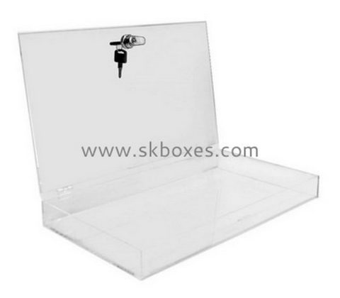 Custom flat acrylic lockable box BDC-2112