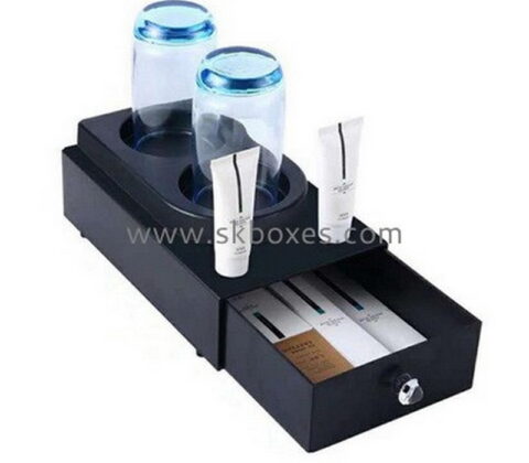 Custom acrylic hotel supplies box with glasses holder BDC-2209