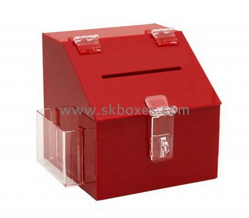 Custom red acrylic voting box with brochure holder BDC-2239