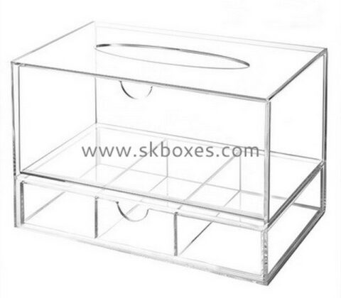 Custom acrylic plexiglass facial tissue box with drawer BDC-2275