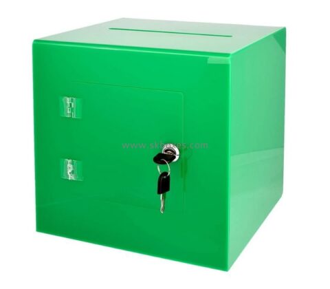 Customize acrylic lockable ballot box plexiglass donation voting box with easy open rear door BDC-2281