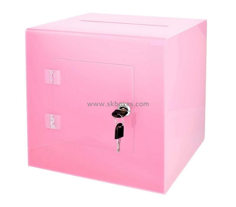 Customize plexiglass acrylic ballot box perspex charity donation box with easy open rear door BDC-2282