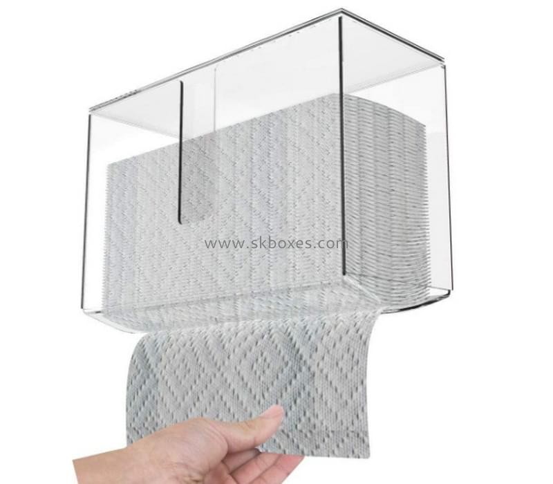 Custom acrylic wall mount paper towel dispenser perspex folded paper towel holder for bathroom toilet and kitchen BDC-2293