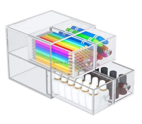 Custom acrylic drawer organiser lucite storage case perspex container for stationery office supplies bathroom home BDC-2302