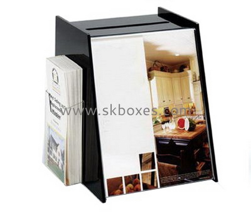 Custom black acrylic ballot box with brochure holder BBS-736