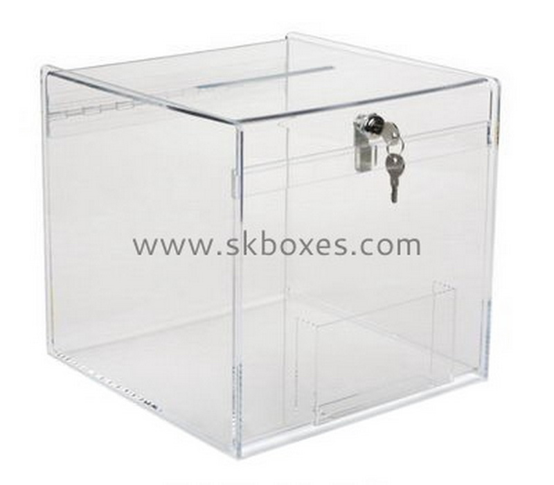 Bespoke clear acrylic donation lock box BBS-432