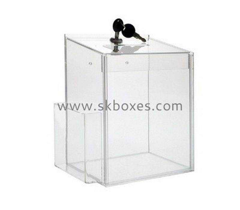 Custom acrylic ballot box with brochure holder BBS-002