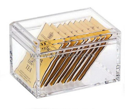 Acrylic box manufacturer customize acrylic tea bag box with lid BDC-233