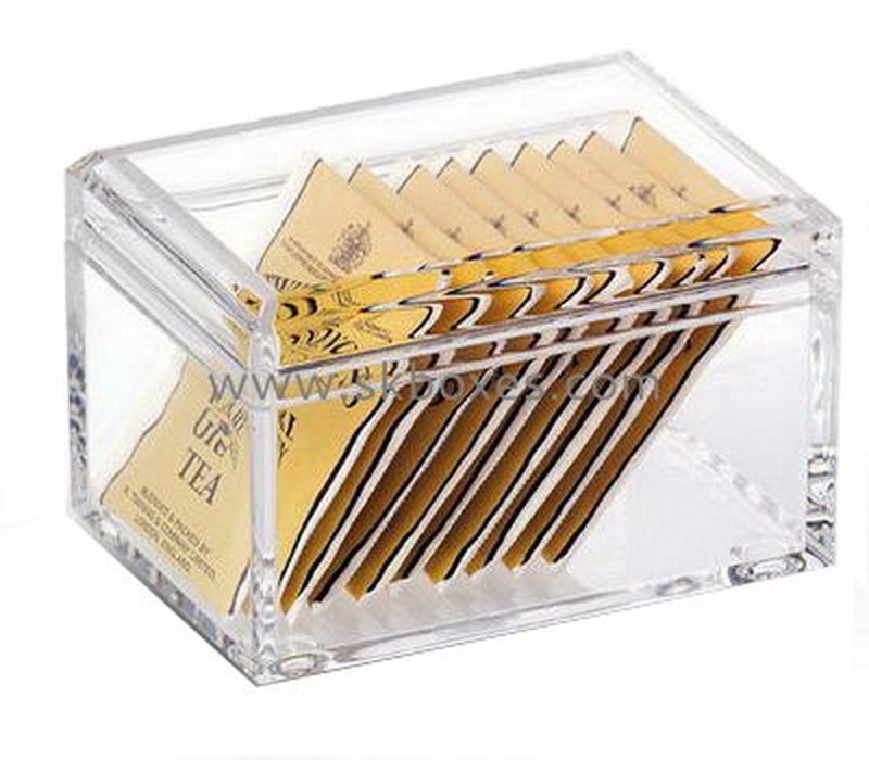 Acrylic box manufacturer customize acrylic tea bag box with lid BDC-233