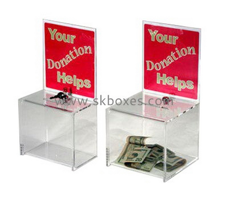 Acrylic plastic donation box BDB-006