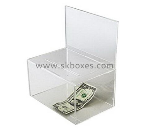 Custom design clear acrylic donation collection box BDB-010