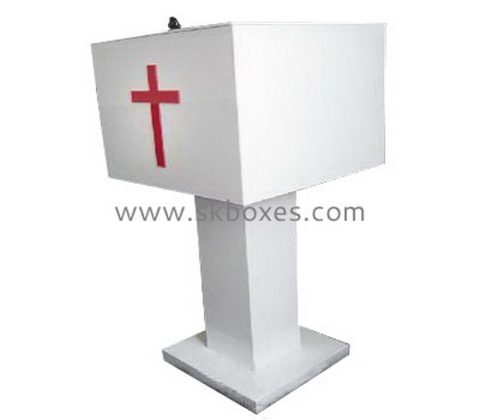 Factory wholesale white acrylic donation box BDB-013