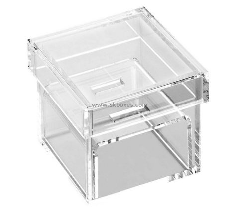 Plexiglass manufacturer custom acrylic wedding ring box lucite gift ring box BSC-093