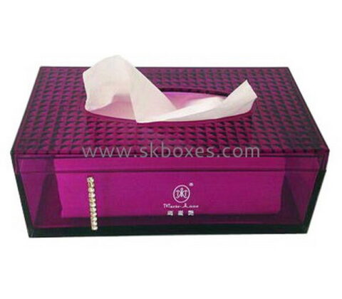 Factory custom transparent acrylic plexiglass tissue box BTB-008