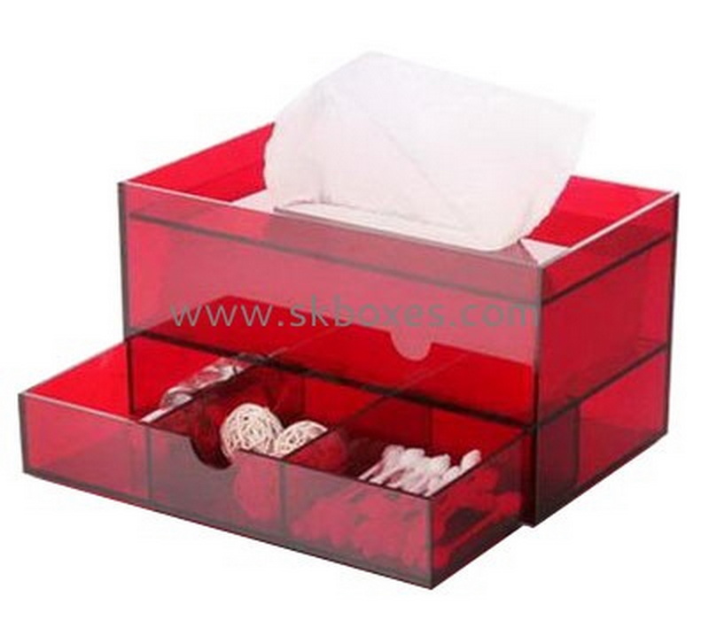 Top quality acrylic facial tissue box with drawer design BTB-010