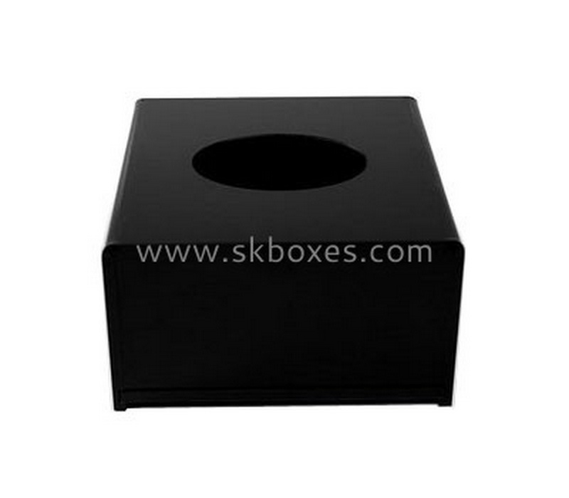 Custom design acrylic tissue box wholesale plastic box black acrylic box BTB-083