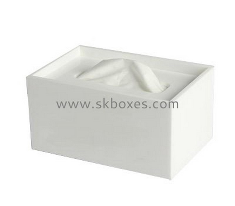 Wholesale acrylic plastic tissue box white acrylic box tissue paper box BTB-114