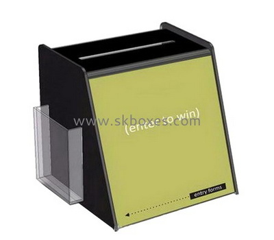 Custom design acrylic ballot box with brochure holder BBS-011