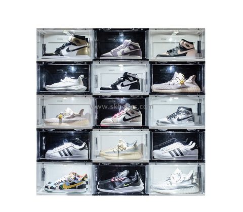 Acrylic supplier custom plexiglass shoe storage box perspex shoe show case BSB-018