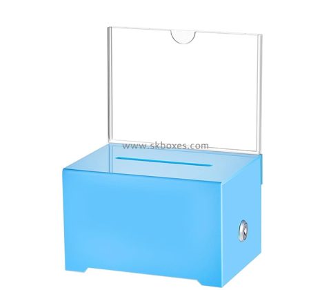 Plexiglass products supplier custom acrylic suggestion box with lock and sign plate BBS-785