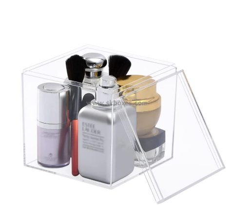 Custom clear acrylic makeup items storage box with lid BMB-237