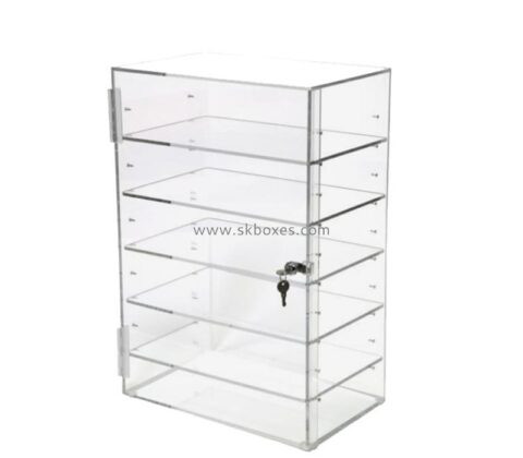 Custom clear acrylic 6 tiers lockable display cabinet BDC-2397