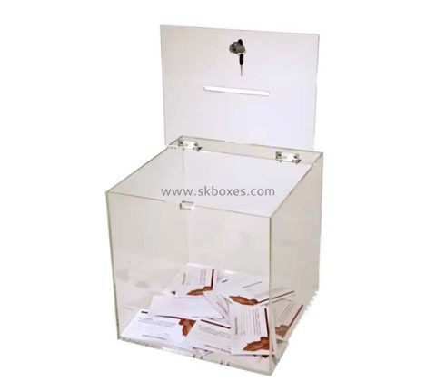 Custom acrylic cards collection box with sign holder BBS-807