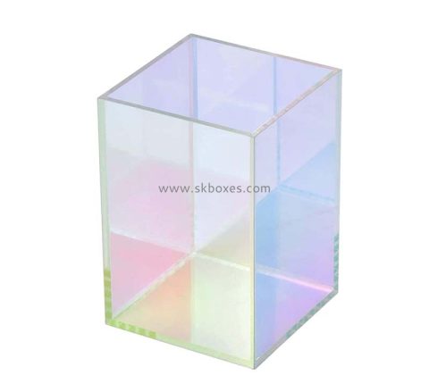 Custom wholesale iridescent acrylic makeup brushes box BMB-256