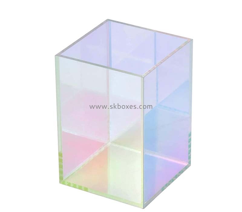 Custom wholesale iridescent acrylic makeup brushes box BMB-256