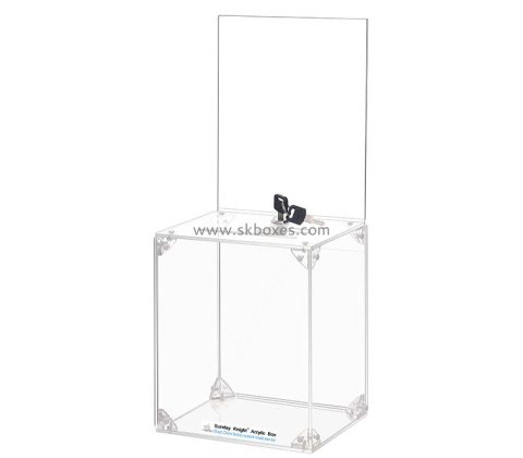 Custom acrylic donation box with slot lock key BDB-325