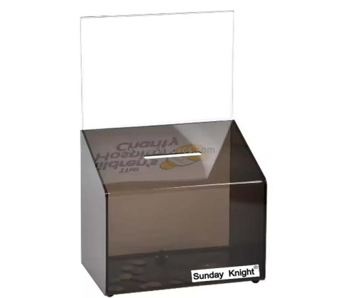 Custom wholesale acrylic donation box with sign holder BDB-331