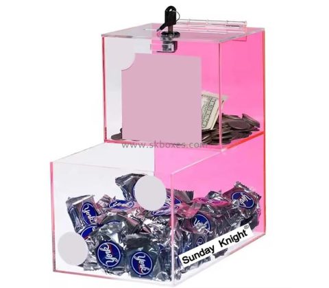 Custom wholesale acrylic donation box with candy box BDB-333