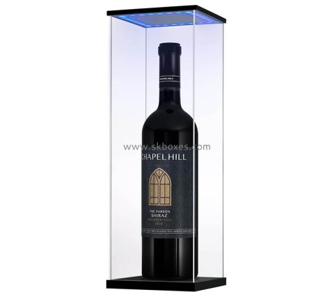 Custom wholesale acrylic lighted wine dustproof display prop BLD-092