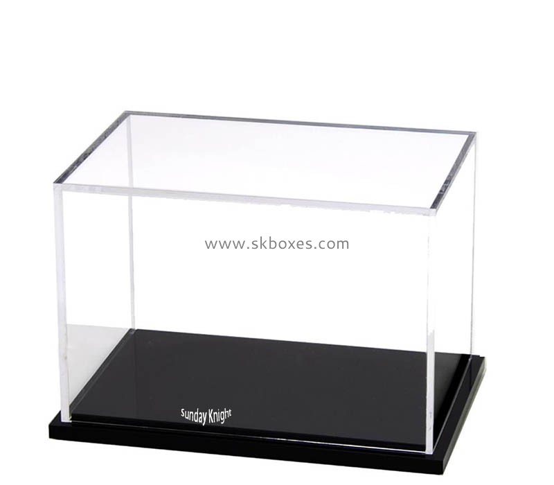 Custom wholesale acrylic anti-dust 5 sided display case with black base BDC-2415