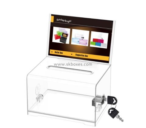 Custom wholesale acrylic lockable ballot box BBS-819