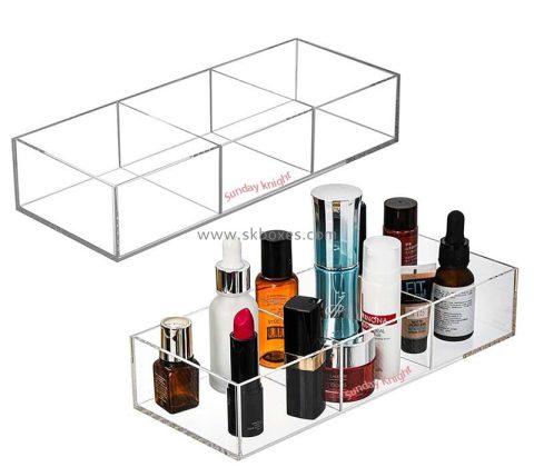 Custom wholesale acrylic 3 section skincare makeup organizer box BMB-257