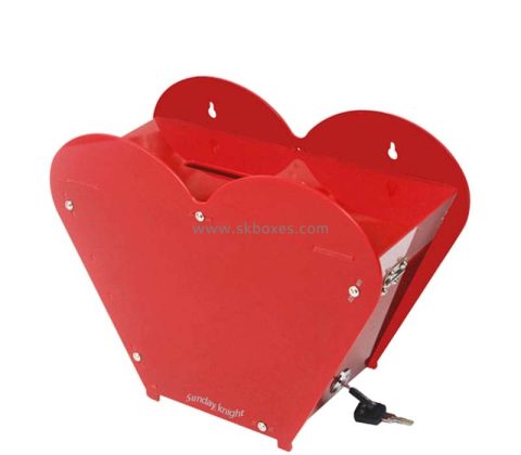 Custom wholesale acrylic heart shape donation box BDB-334