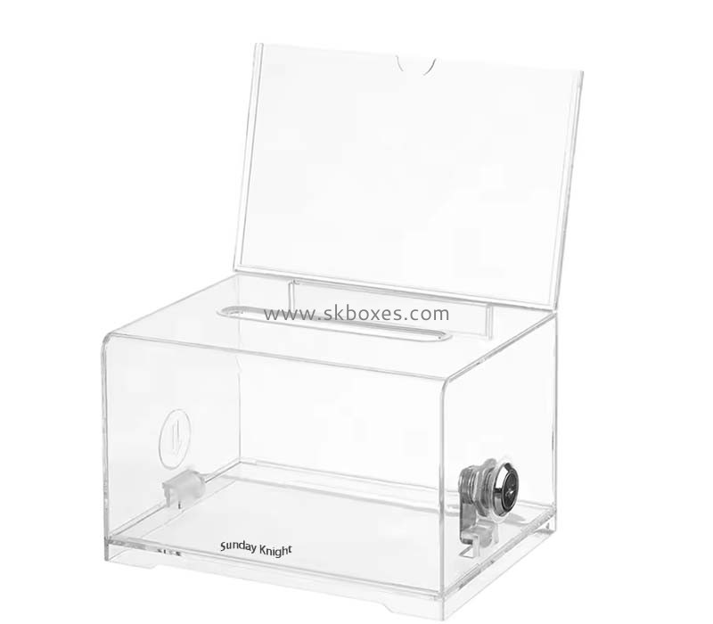 Custom wholesale acrylic money box with sign slot BDB-338