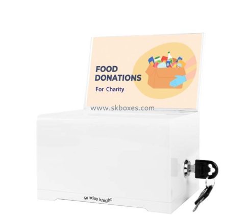 Custom wholesale acrylic donation box with sign slot BDB-339