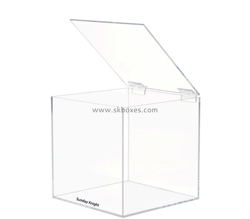 Custom wholesale acrylic storage box with hinged lid BSC-159