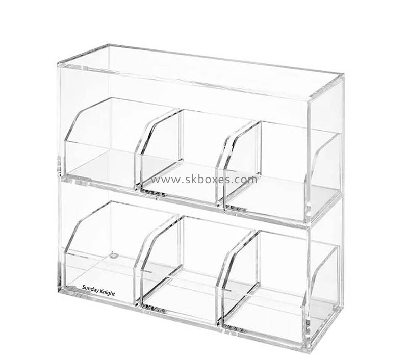 Custom wholesale acrylic 6 compartment tea bag storage box BFD-091