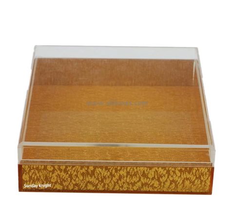 Custom gold acrylic gift box with clear lid BDC-2422