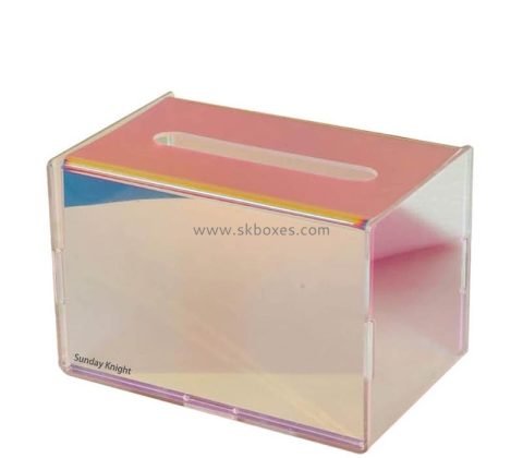 Custom wholesale iridescent acrylic tissue holder box BTB-284