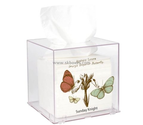 Custom wholesale acrylic square facial tissue holder box BTB-285