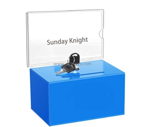 Custom wholesale acrylic fundraising collection box with sign holder BDB-342