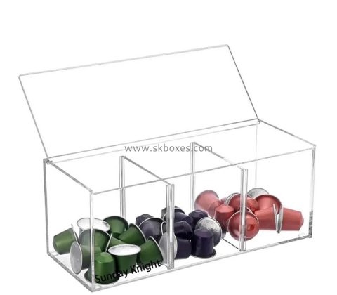 Wholesale custom acrylic 3 dividers coffee pod holder with lid BFD-401